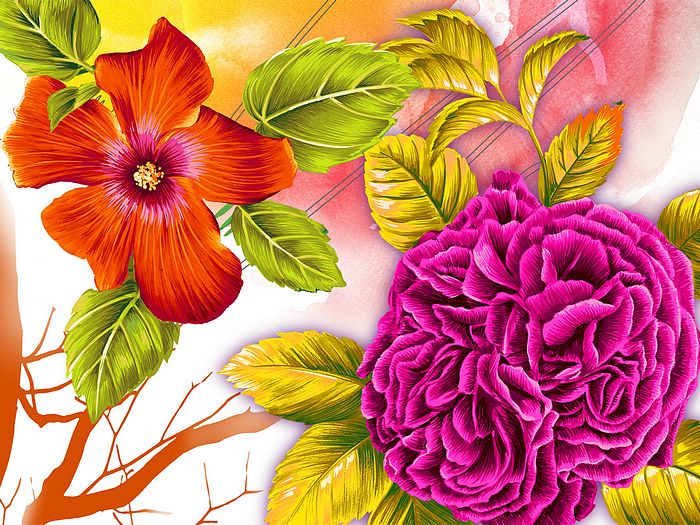 700x525 Floral Art Flower Paintings Design - Floral Painting Designs