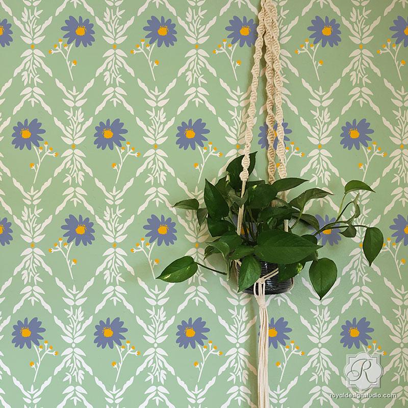 800x800 Modern Flower Wall Stencils For Painting - Floral Painting Designs