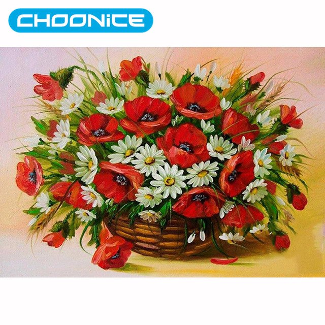 640x640 Diamond Embroidery Poppies Diamond Embroidery Flower Cross Stitch - Floral Painting Designs