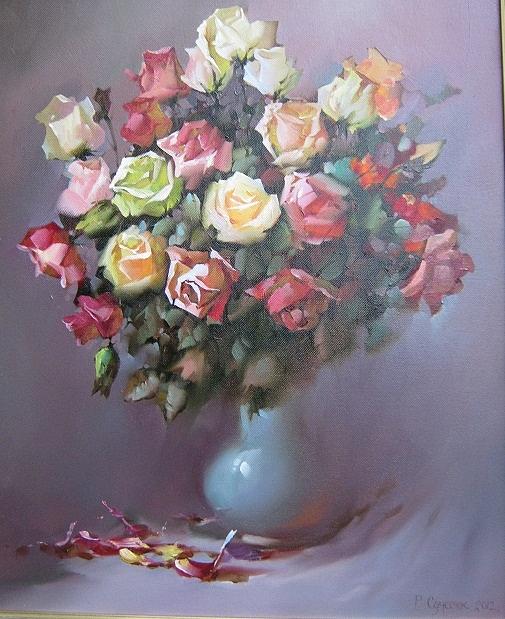 505x619 Flowers. Roses. Flower. Floral Composition. Still Life Painting By - Floral Still Life Painting