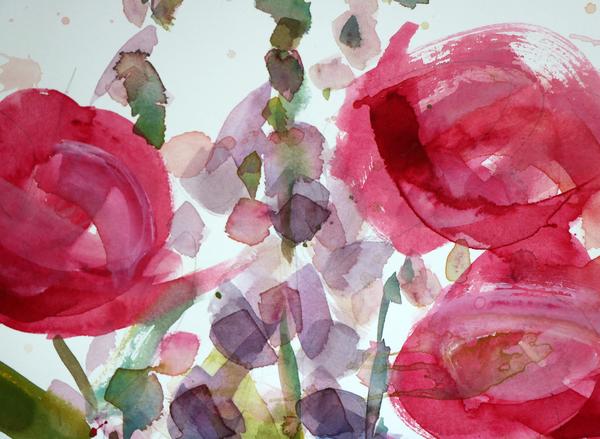 600x439 Flower Garden Original Floral Watercolor Painting Angela Moulton - Floral Watercolor Painting