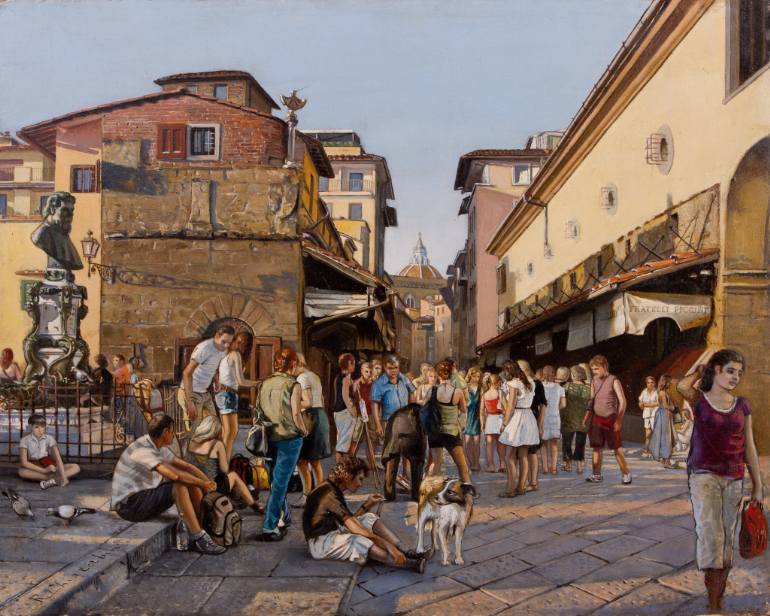 770x616 Saatchi Art Sul Ponte Vecchio In Florence Painting By Renato - Florence Painting