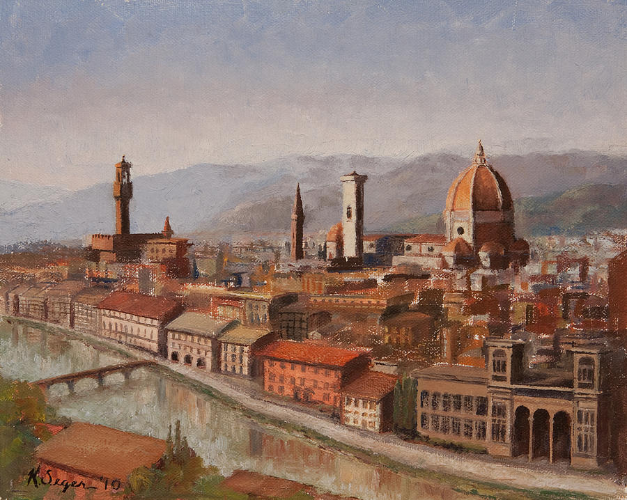 900x718 Florence From Piazza Michelangelo Painting By Katherine Seger - Florence Painting