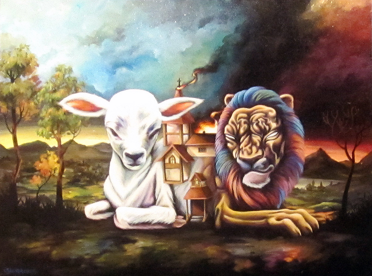 1188x880 Sam Flores' Lion And The Lamb Art Attacks - Flores Painting