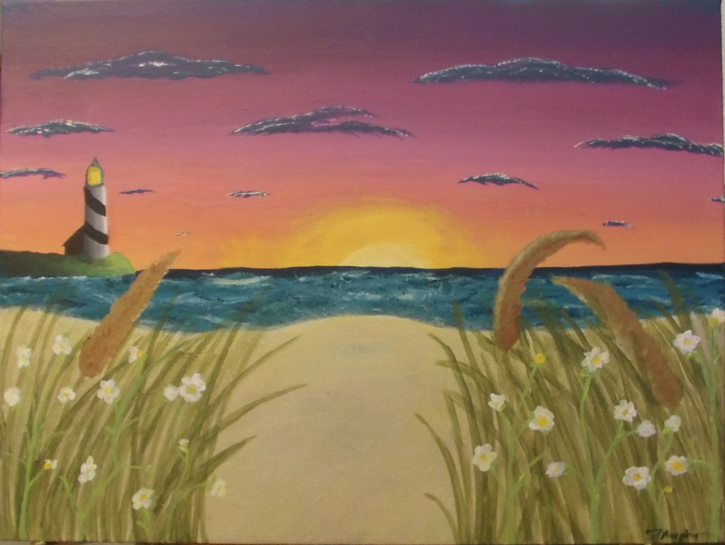 1024x770 24 Hour Florida Sunset Beach Painting By Rosaleigharts - Florida Beach Painting
