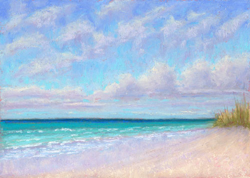 500x355 Pastel Painting Gulf Coast Beach Florida Pastel Painting - Florida Beach Painting