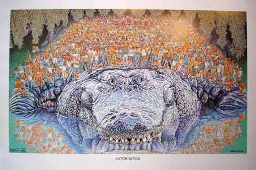 505x335 University Of Florida Gators Football Mascot Art Poster - Florida Gators Painting