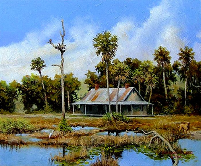 700x578 Jackson Walker Florida Artist, Florida History Paintings, Military - Florida Landscape Painting