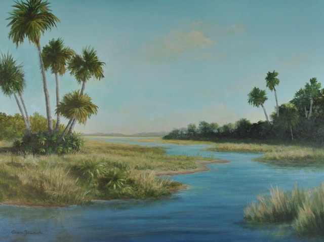 640x478 Original Tropical Florida Landscape Painting - Florida Landscape Painting