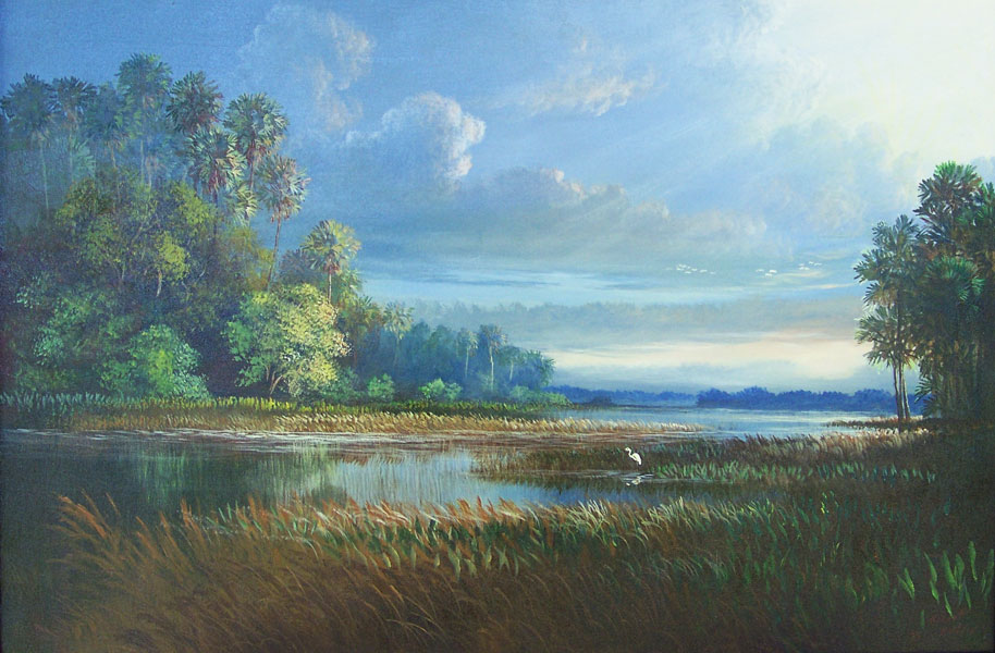 914x600 Register's Sawmill Lake Panasoffkee, Florida - Florida Landscape Painting