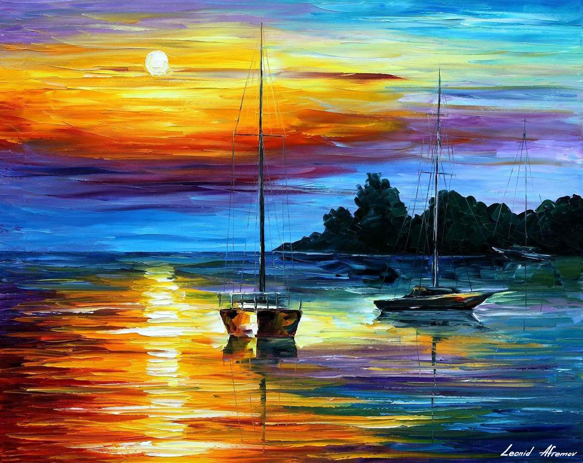 1177x934 Florida Sunset 2 Palette Knife Oil Painting On Canvas By Leonid - Florida Painting