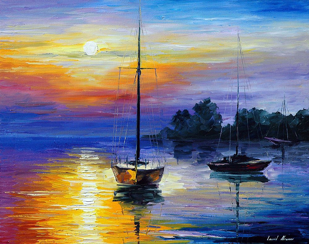 1000x790 Florida Sunset Palette Knife Oil Painting On Canvas By Leonid - Florida Painting