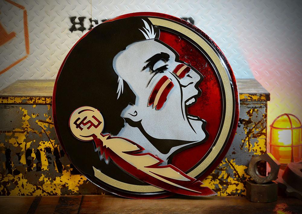 1000x709 Florida State University Seminole Crest 3d Vintage Metal Artwork - Florida State Painting