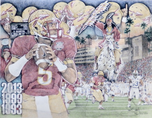 500x389 Drawing Florida State Seminole Football - Florida State Painting