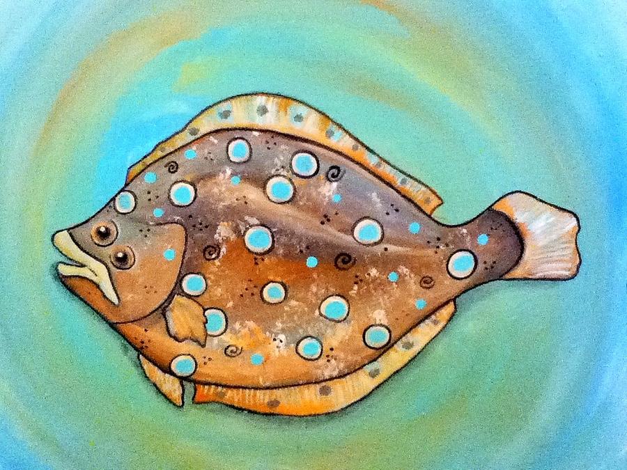 900x675 Flounder Painting By Kim C Johnson - Flounder Painting