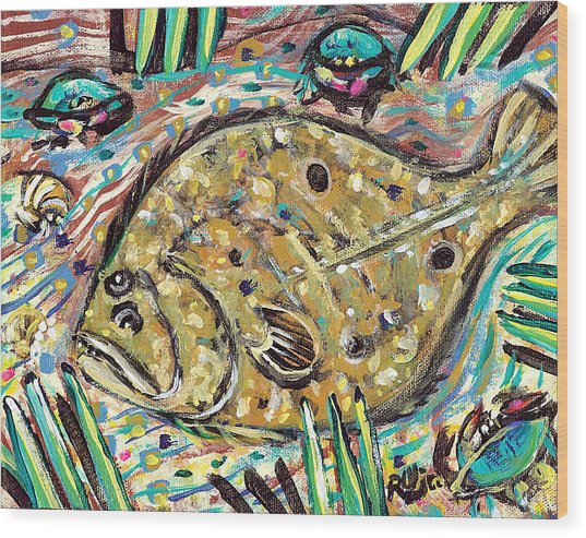 537x493 Funky Folk Flounder Painting By Robert Wolverton Jr - Flounder Painting