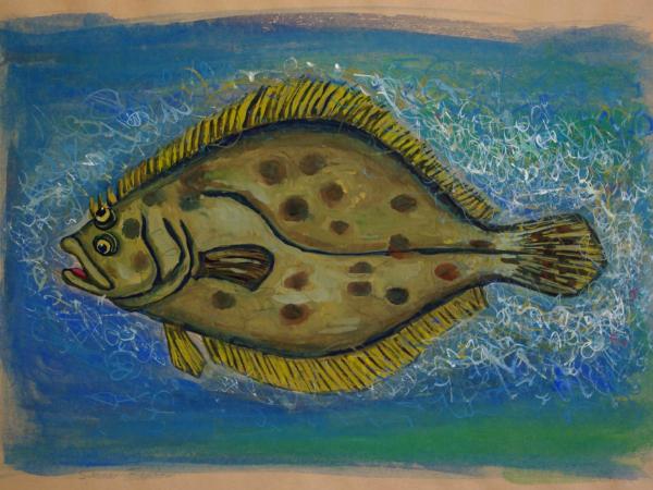 600x450 Summer Flounder - Flounder Painting