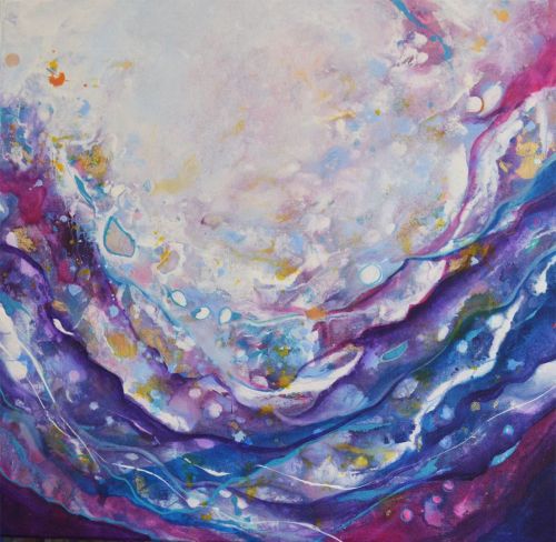500x488 Large Purple Abstract Painting On Canvas, Modern Contemporary Art - Flow Art Painting
