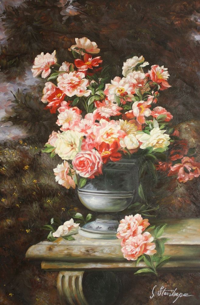 658x1000 High Quality Oil Painting On Stretched Canvas 24x36 Flower - Flower Arrangement Painting