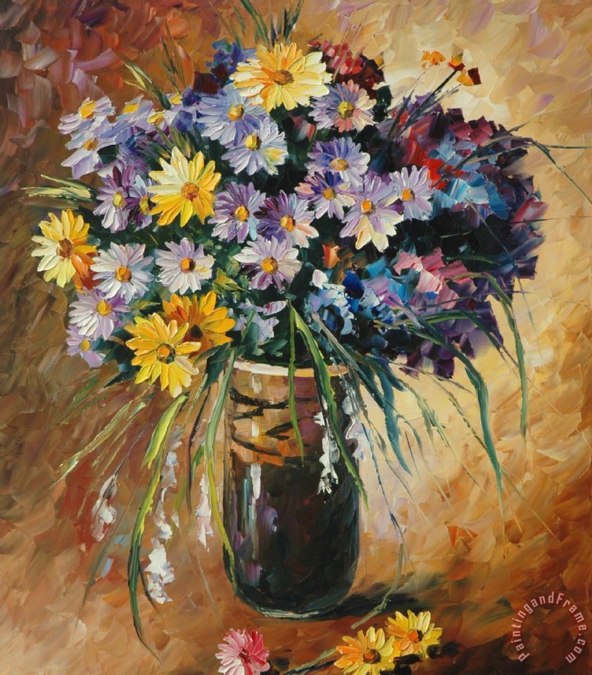 841x960 Leonid Afremov Flowers Arrangement Painting - Flower Arrangement Painting