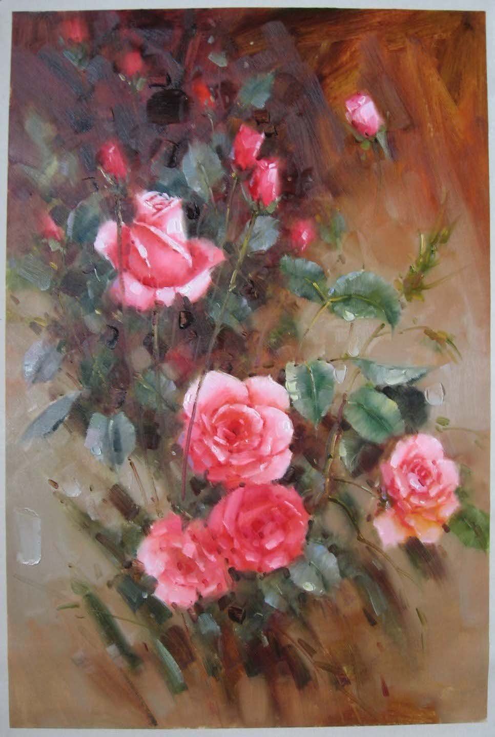 966x1437 Free Shipping! Roses - Flower Art Painting