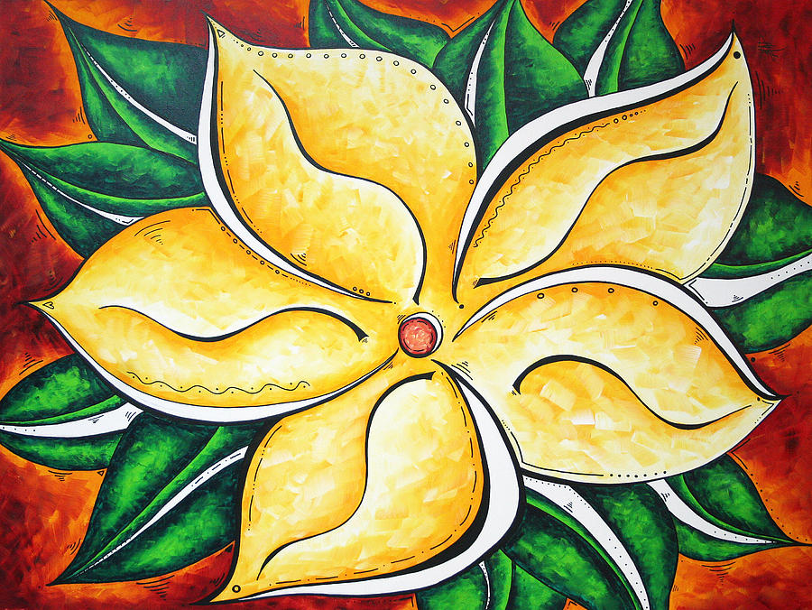 900x676 Tropical Abstract Pop Art Original Plumeria Flower Painting Pop - Flower Art Painting