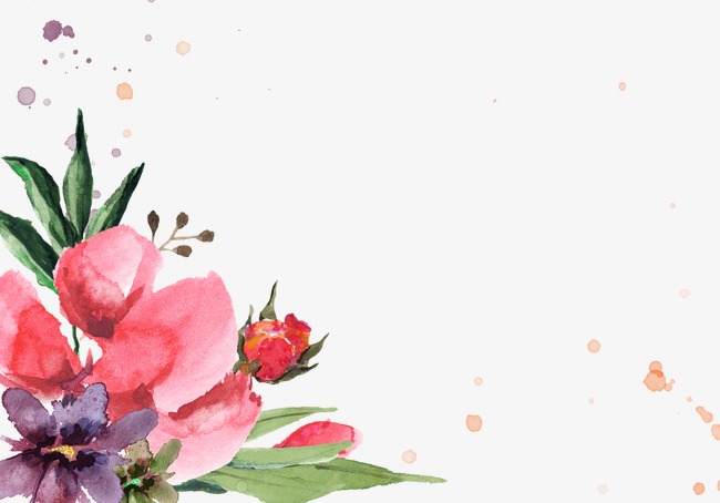 650x454 Flower Border, Plant, Hand Painted Leaves, Red Flowers Png Image - Flower Border Painting