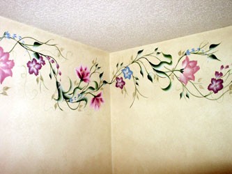 333x250 Bathroom Flower Border (Detail) - Flower Border Painting