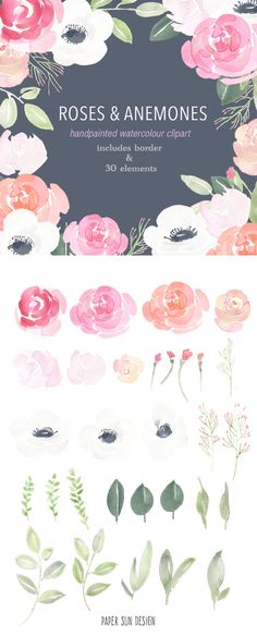 236x584 Watercolor Floral Border Painted Floral Wreath Clipart Wedding - Flower Border Painting