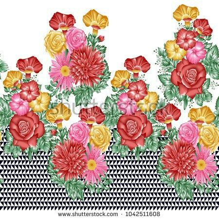450x452 Illustrationcolorful Flower - Flower Border Painting