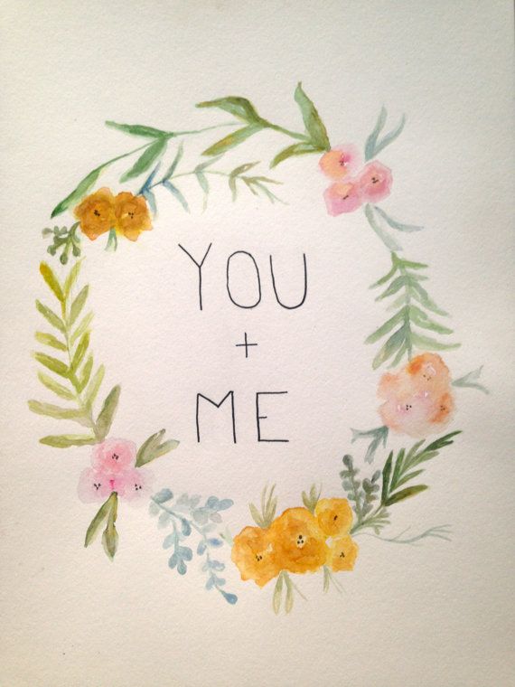 570x760 You Amp Me Quote With Flower Border, Original Watercolor Art - Flower Border Painting