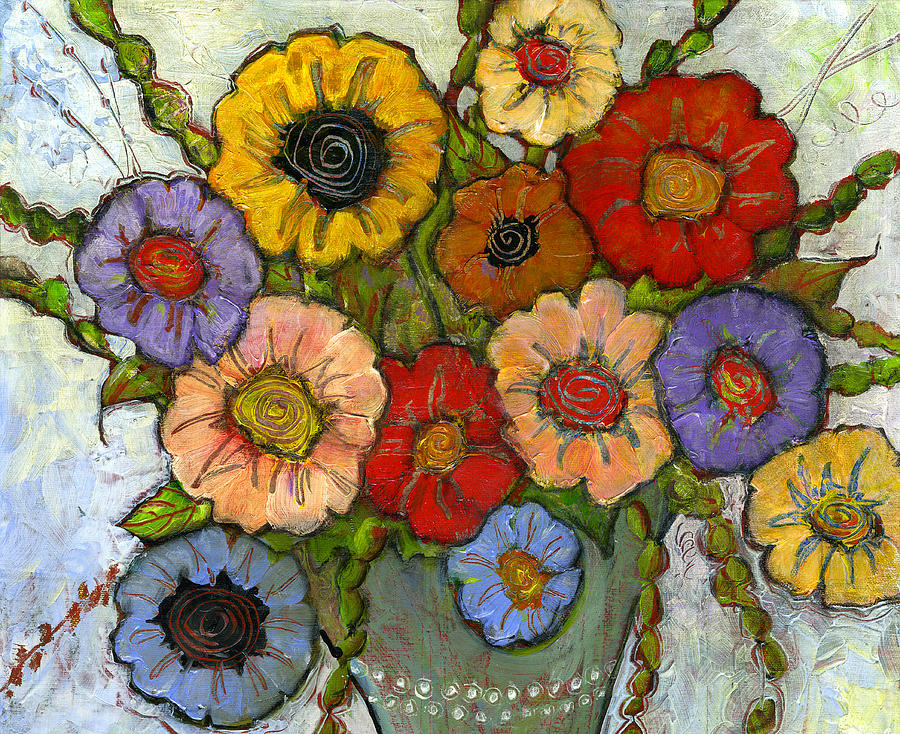 900x734 Flower Bouquet Painting By Blenda Studio - Flower Bouquet Painting