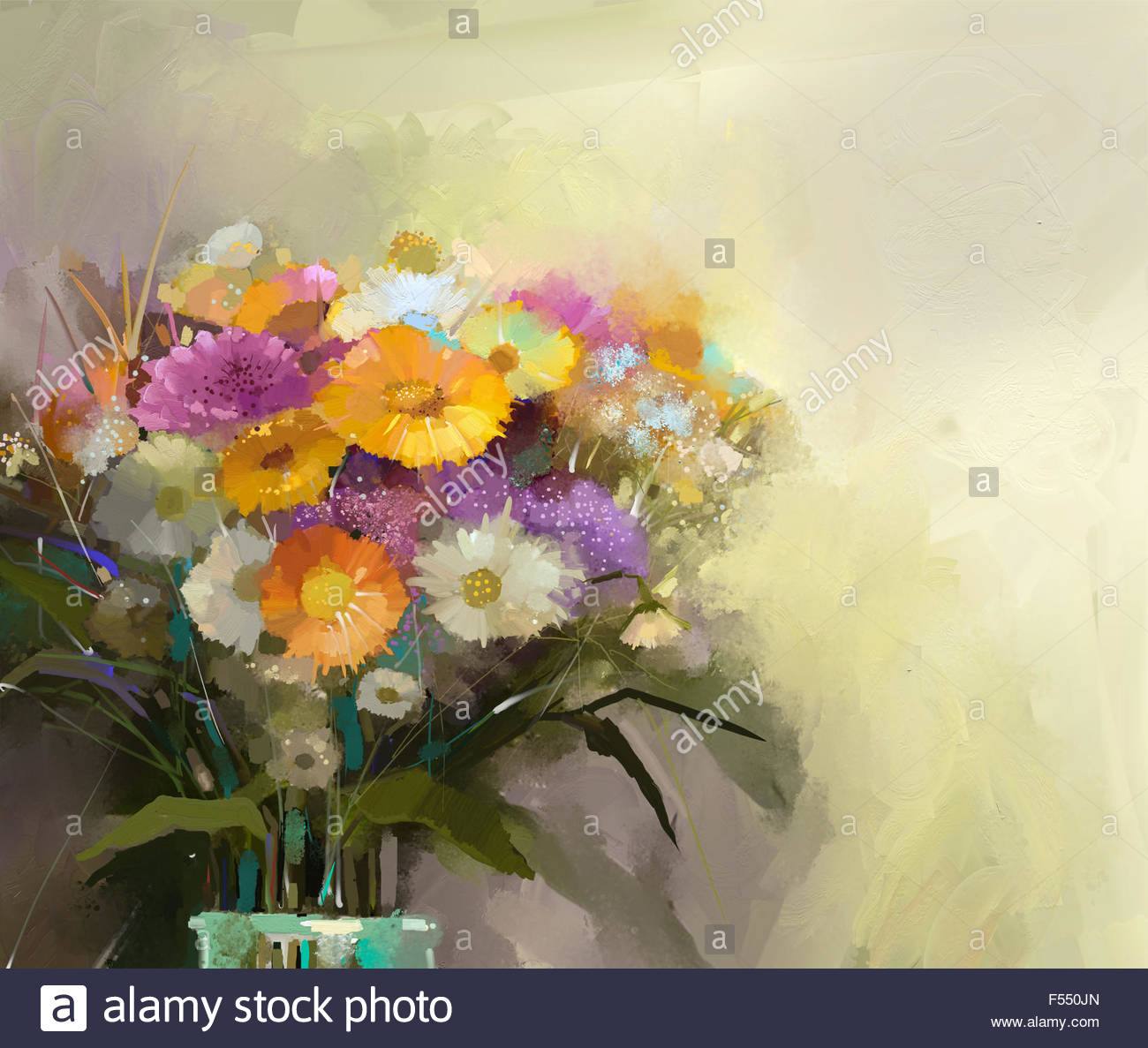 1300x1187 Oil Painting Still Life Bouquet Of Flowers In Vase Stock Photo - Flower Bouquet Painting