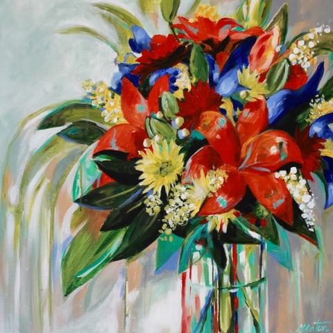 480x480 Wedding Bouquet Paintings Commissioned Art By Mindi Oaten Art - Flower Bouquet Painting
