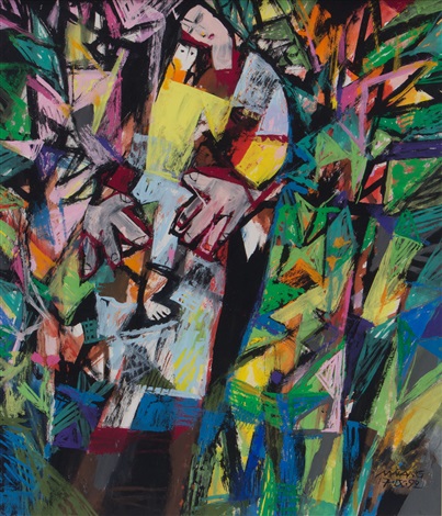 403x470 Flower Child By Mauro (Malang) Santos On Artnet - Flower Child Painting