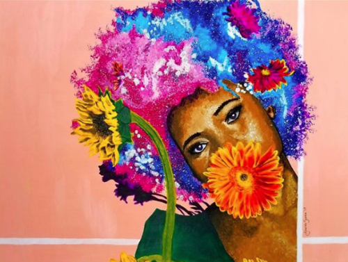 500x377 Black Canvas Art Tumblr - Flower Child Painting
