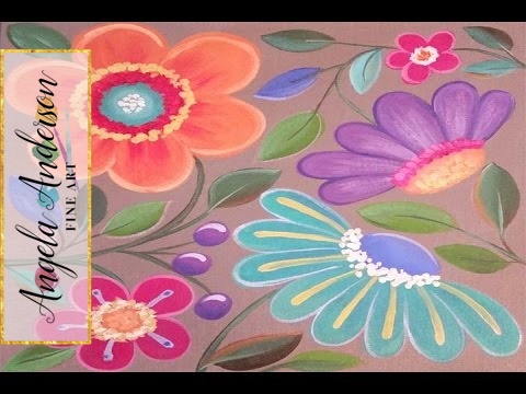 480x360 Easy Painted Flowers Easy Whimsical Flowers Free Acrylic Painting - Flower Child Painting
