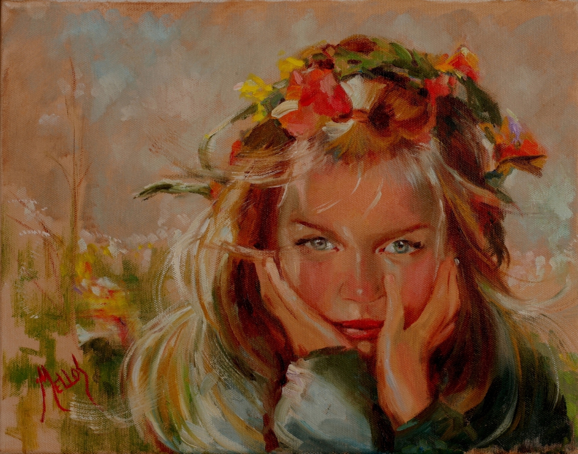 1926x1514 Flower Child, By Kelly Mellos Joseph Donaghy~ Art - Flower Child Painting