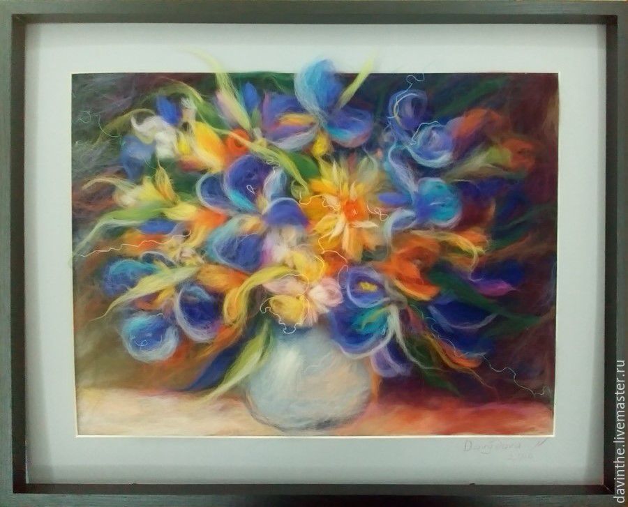900x727 Floral Painting Wool Watercolor Art Painting With Frame Shop - Flower Frame Painting