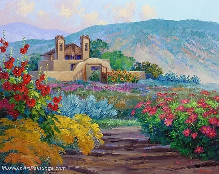 756x600 Flower Garden Oil Painting 012 - Flower Garden Painting