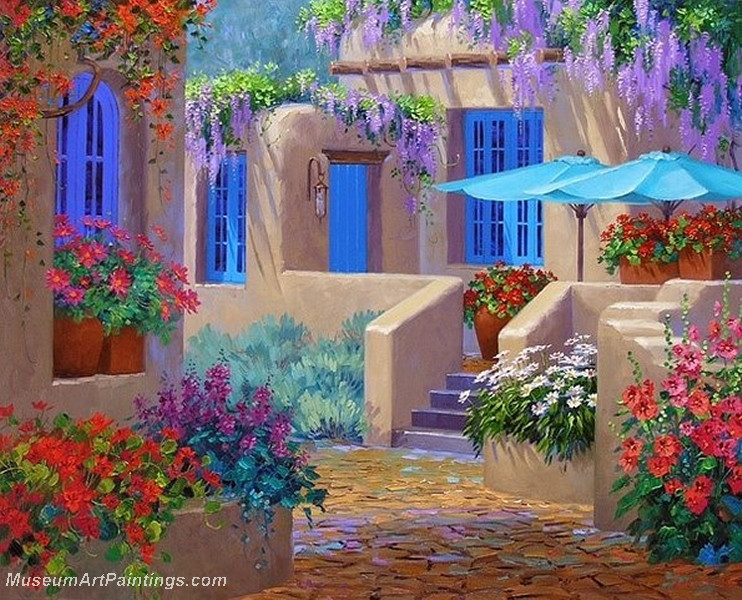 742x600 Flower Garden Oil Painting 017 - Flower Garden Painting