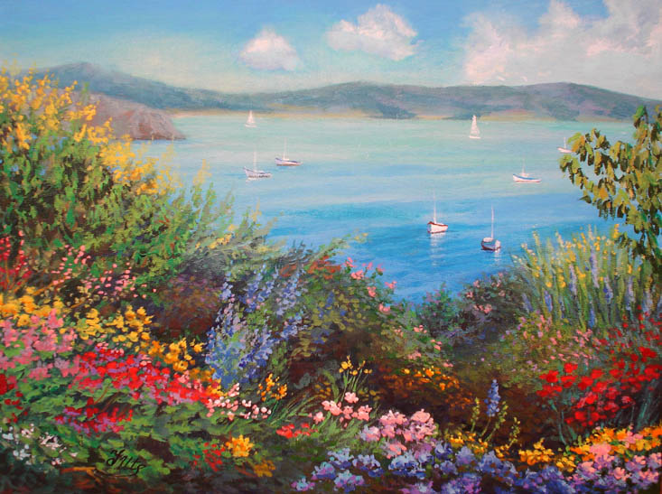 733x547 Flower Garden. By Herrerojulia - Flower Garden Painting