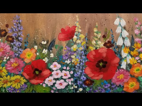 480x360 Impressionist Flower Garden Acrylic Painting Tutorial Live - Flower Garden Painting