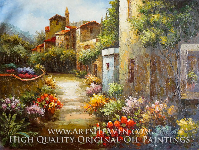820x618 Reproduction Painting Various Artist Spanish Villas And Flower - Flower Garden Painting