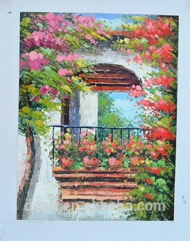 276x350 Beautiful Flower Garden Scenery Oil Knife Painting Storage - Flower Garden Painting
