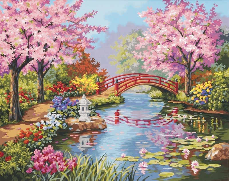 800x635 Flower Garden Paintings Love Your Place Peaceful Japanese - Flower Garden Painting