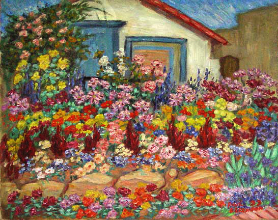 546x432 Carol's Flowers Flower Gardens Paintings And Prints By Paulb - Flower Garden Painting