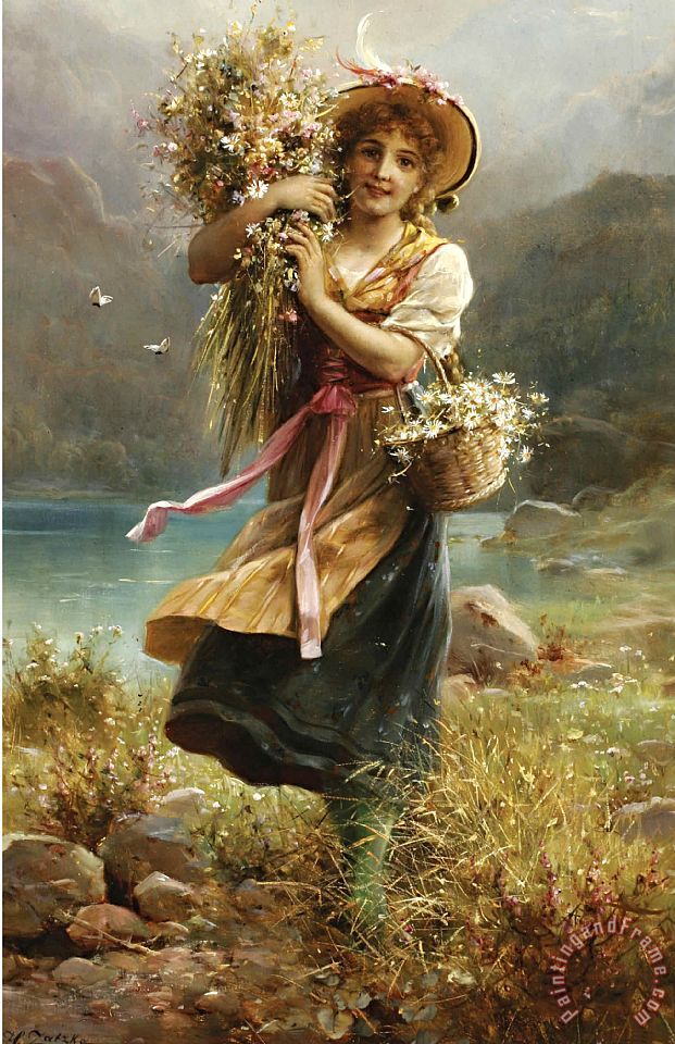 621x960 Hans Zatzka The Flower Girl Painting - Flower Girl Painting