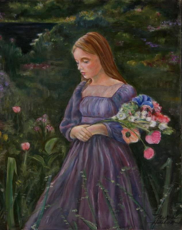 633x800 Myrrhworks - Flower Girl Painting