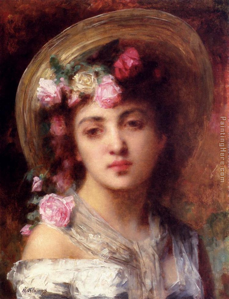750x980 Alexei Alexeivich Harlamoff The Flower Girl Painting Anysize 50 - Flower Girl Painting